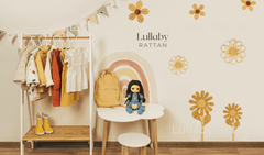 Rattan Daisy Wall Decor Boho Nursery Flower Hanging Handmade Natural