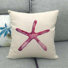 Marine Sea Life Linen Pillow Cover – 45x45cm