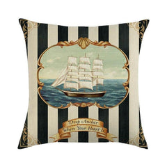 Marine Sea Life Linen Pillow Cover – 45x45cm