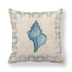 Marine Sea Life Linen Pillow Cover – 45x45cm