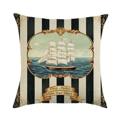 Marine Sea Life Linen Pillow Cover – 45x45cm