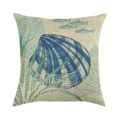 Marine Sea Life Linen Pillow Cover – 45x45cm