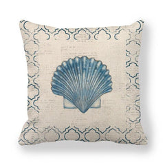 Marine Sea Life Linen Pillow Cover – 45x45cm
