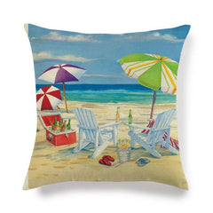 Marine Sea Life Linen Pillow Cover – 45x45cm