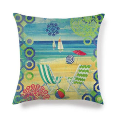 Marine Sea Life Linen Pillow Cover – 45x45cm